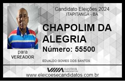 Candidato CHAPOLIM DA ALEGRIA 2024 - ITAPITANGA - Eleições