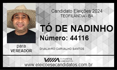 Candidato TÓ DE NADINHO 2024 - TEOFILÂNDIA - Eleições