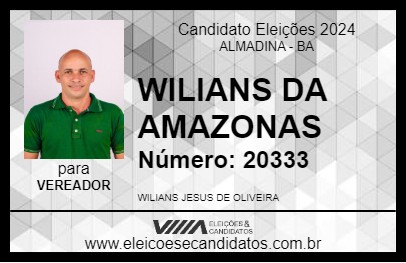 Candidato WILIANS DA AMAZONAS 2024 - ALMADINA - Eleições