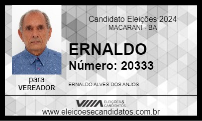 Candidato ERNALDO 2024 - MACARANI - Eleições