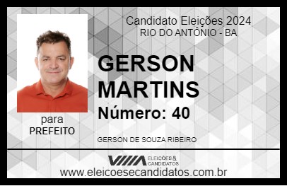 Candidato GERSON MARTINS 2024 - RIO DO ANTÔNIO - Eleições