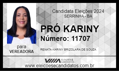 Candidato PRÓ KARINY 2024 - SERRINHA - Eleições