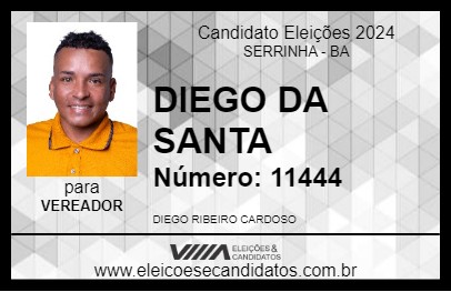 Candidato DIEGO DA SANTA 2024 - SERRINHA - Eleições