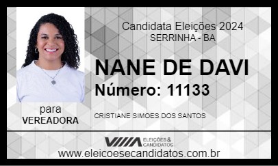 Candidato NANE DE DAVI 2024 - SERRINHA - Eleições