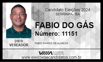 Candidato FABIO DO GÁS 2024 - SERRINHA - Eleições