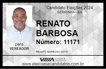 Candidato RENATO BARBOSA 2024 - SERRINHA - Eleições