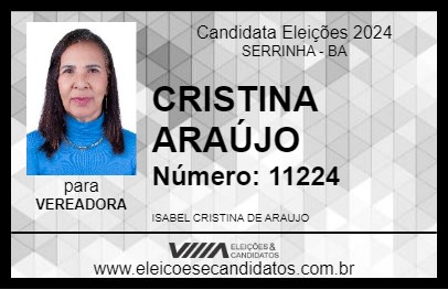 Candidato CRISTINA ARAÚJO 2024 - SERRINHA - Eleições