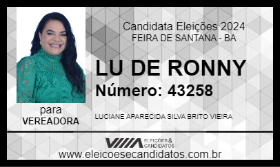 Candidato LU DE RONNY 2024 - FEIRA DE SANTANA - Eleições