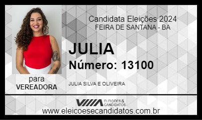 Candidato JULIA 2024 - FEIRA DE SANTANA - Eleições