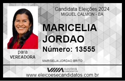 Candidato MARICELIA JORDAO 2024 - MIGUEL CALMON - Eleições