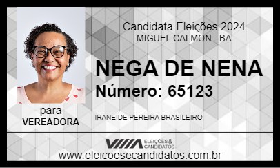 Candidato NEGA DE NENA 2024 - MIGUEL CALMON - Eleições