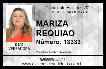 Candidato MARIZA REQUIAO 2024 - MIGUEL CALMON - Eleições