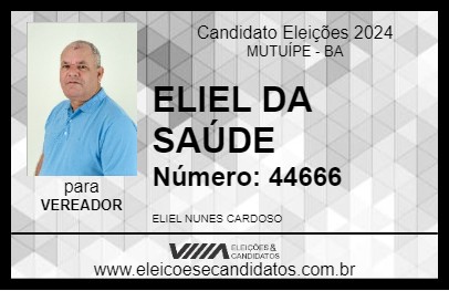 Candidato ELIEL DA SAÚDE 2024 - MUTUÍPE - Eleições