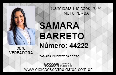 Candidato SAMARA BARRETO 2024 - MUTUÍPE - Eleições