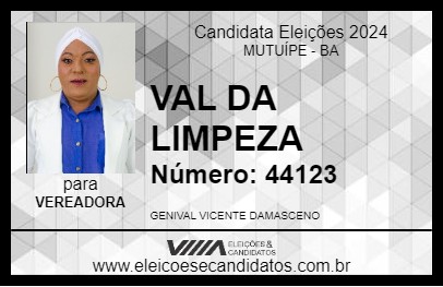 Candidato VAL DA LIMPEZA 2024 - MUTUÍPE - Eleições