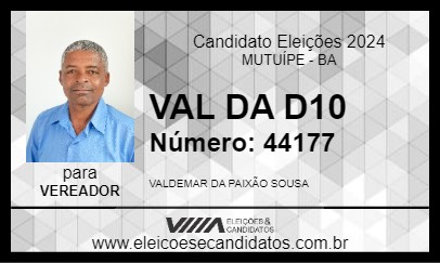 Candidato VAL DA D10 2024 - MUTUÍPE - Eleições