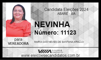 Candidato NEVINHA 2024 - ABARÉ - Eleições