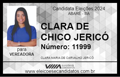 Candidato CLARA DE CHICO JERICÓ 2024 - ABARÉ - Eleições