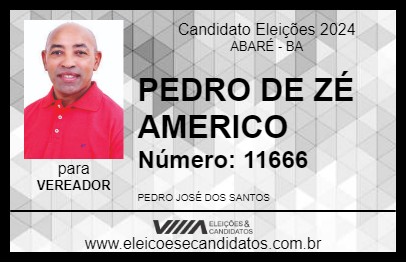 Candidato PEDRO DE ZÉ AMERICO 2024 - ABARÉ - Eleições