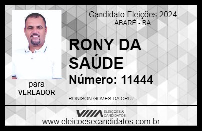 Candidato RONY DA SAÚDE 2024 - ABARÉ - Eleições