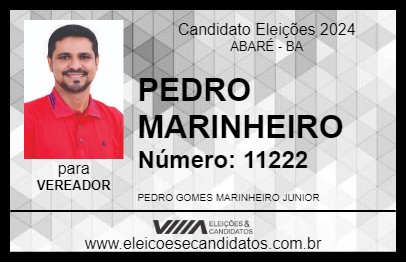 Candidato PEDRINHO MARINHEIRO 2024 - ABARÉ - Eleições