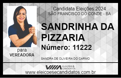 Candidato SANDRINHA DA PIZZARIA 2024 - SÃO FRANCISCO DO CONDE - Eleições