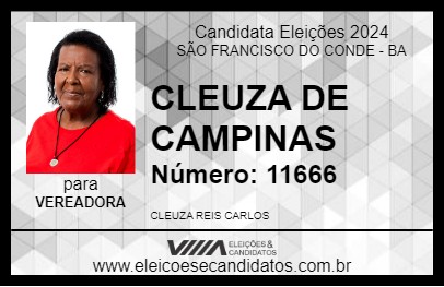 Candidato CLEUZA DE CAMPINAS 2024 - SÃO FRANCISCO DO CONDE - Eleições