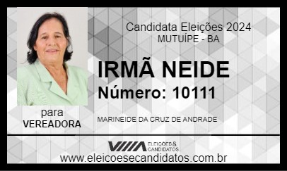 Candidato IRMÃ NEIDE 2024 - MUTUÍPE - Eleições