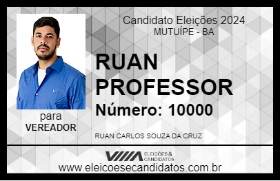 Candidato RUAN PROFESSOR 2024 - MUTUÍPE - Eleições