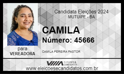 Candidato CAMILA 2024 - MUTUÍPE - Eleições