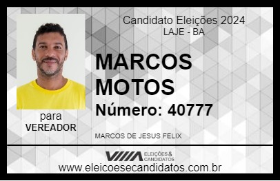 Candidato MARCOS MOTOS 2024 - LAJE - Eleições