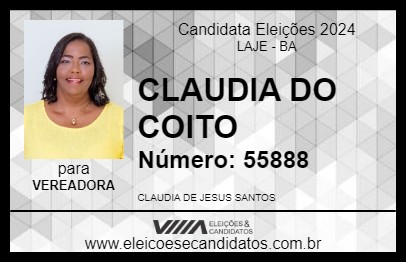 Candidato CLAUDIA DO COITO 2024 - LAJE - Eleições