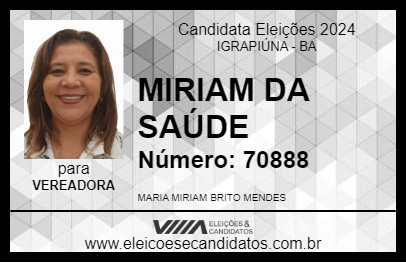 Candidato MIRIAM DA SAÚDE 2024 - IGRAPIÚNA - Eleições