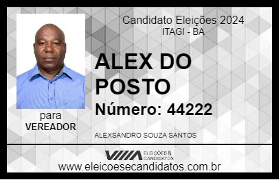 Candidato ALEX DO POSTO 2024 - ITAGI - Eleições