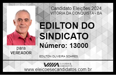 Candidato EDILTON DO SINDICATO 2024 - VITÓRIA DA CONQUISTA - Eleições