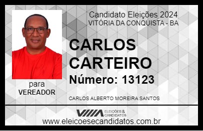 Candidato CARLOS CARTEIRO 2024 - VITÓRIA DA CONQUISTA - Eleições