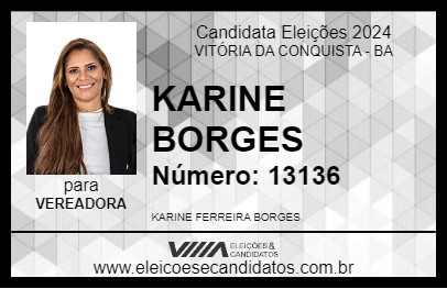 Candidato KARINE BORGES 2024 - VITÓRIA DA CONQUISTA - Eleições