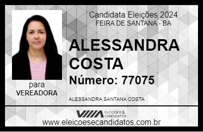 Candidato ALESSANDRA COSTA 2024 - FEIRA DE SANTANA - Eleições