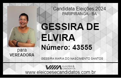 Candidato GESSIRA DE ELVIRA 2024 - PARIPIRANGA - Eleições