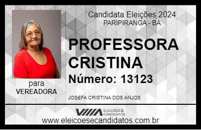 Candidato PROFESSORA CRISTINA 2024 - PARIPIRANGA - Eleições