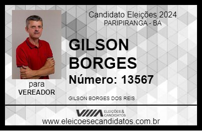 Candidato GILSON BORGES 2024 - PARIPIRANGA - Eleições