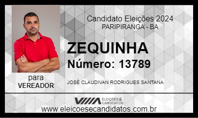 Candidato ZEQUINHA 2024 - PARIPIRANGA - Eleições