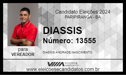 Candidato DIASSIS 2024 - PARIPIRANGA - Eleições