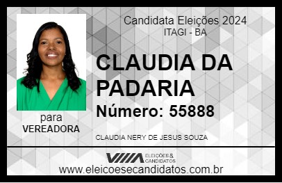 Candidato CLAUDIA DA PADARIA 2024 - ITAGI - Eleições