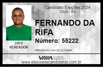 Candidato FERNANDO DA RIFA 2024 - ITAGI - Eleições