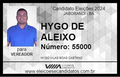 Candidato HYGO DE ALEIXO 2024 - JABORANDI - Eleições