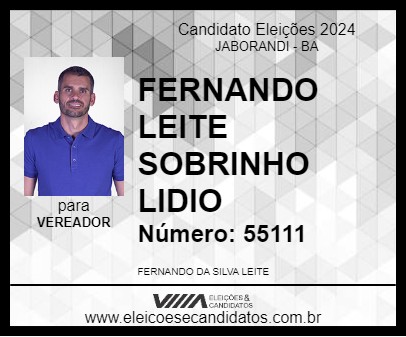 Candidato FERNANDO LEITE SOBRINHO LIDIO 2024 - JABORANDI - Eleições