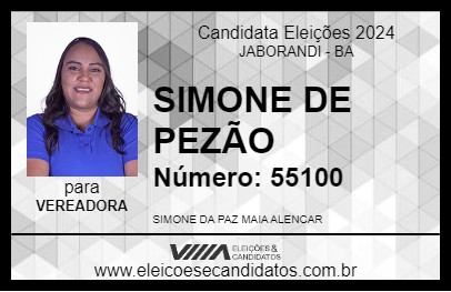 Candidato SIMONE DE PEZÃO 2024 - JABORANDI - Eleições