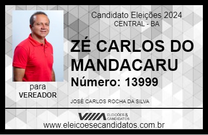 Candidato ZÉ CARLOS DO MANDACARU 2024 - CENTRAL - Eleições