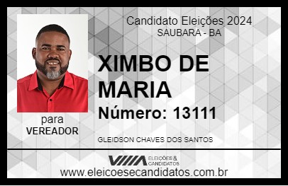 Candidato XIMBO DE MARIA 2024 - SAUBARA - Eleições